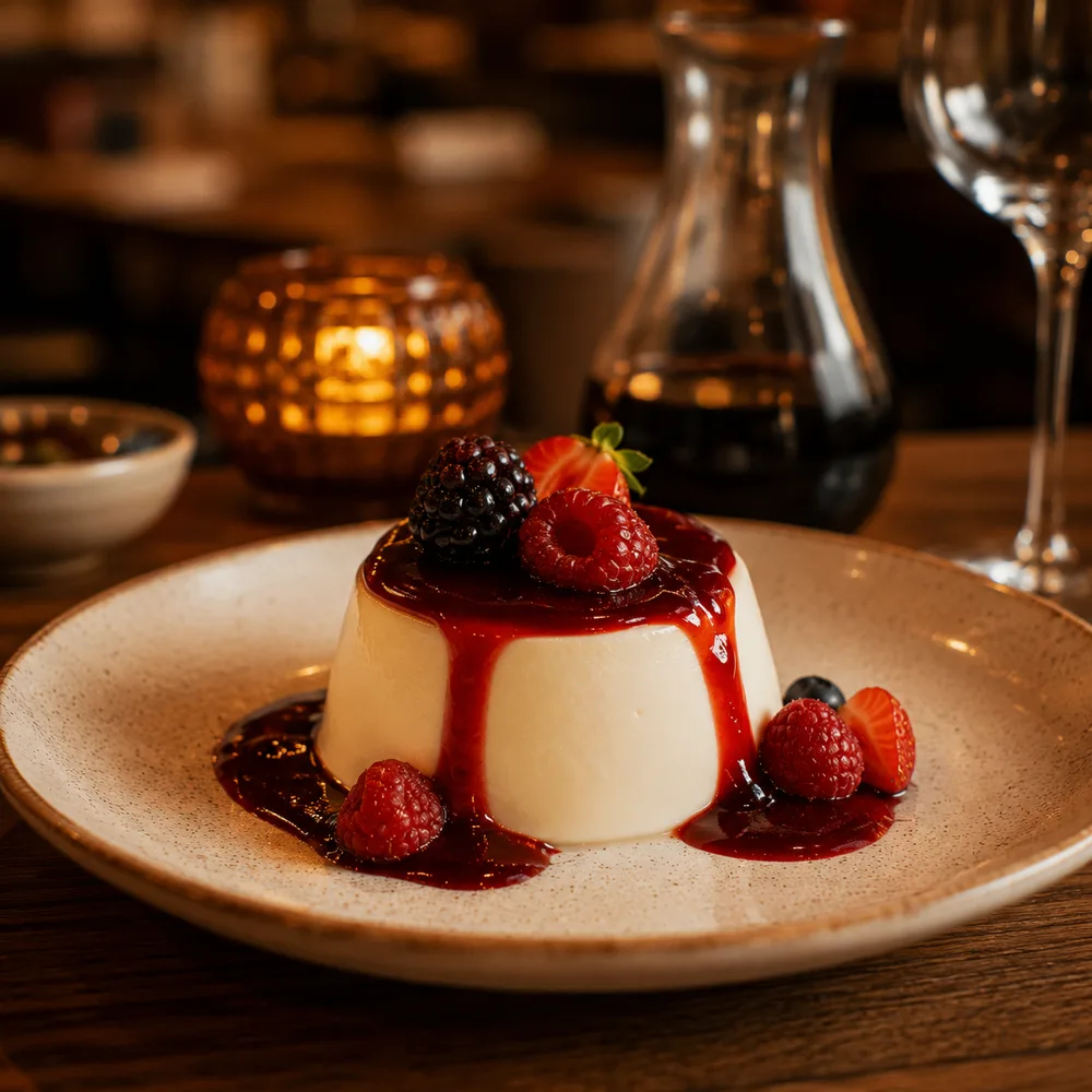 Panna cotta con frutos rojos