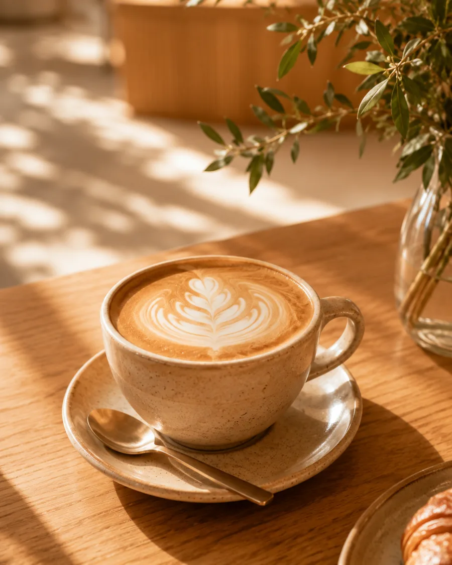 Latte de la casa con arte en espuma