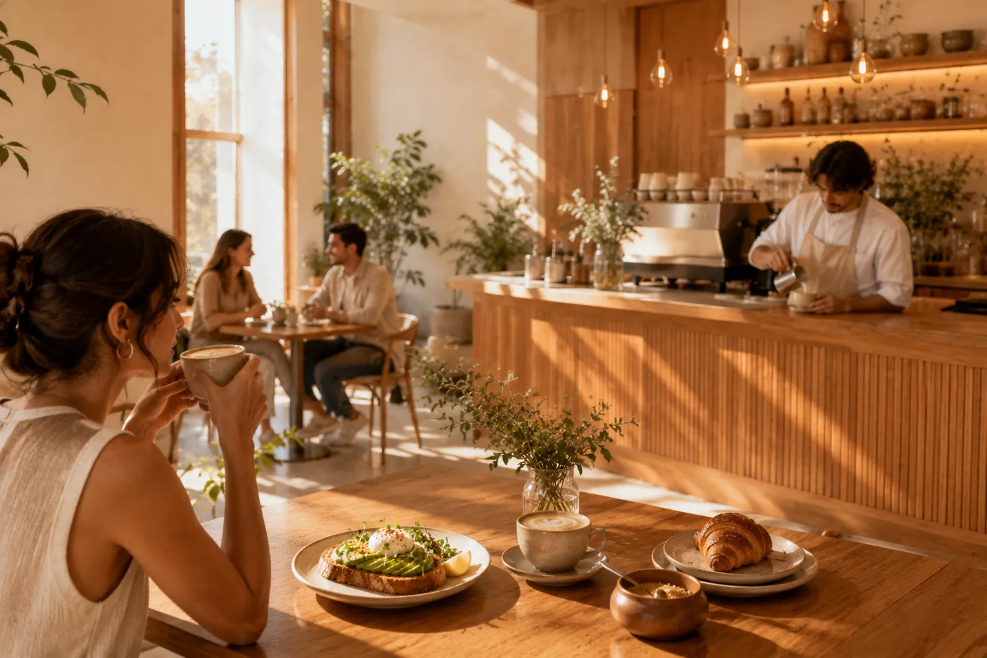 Ambiente de Café Miel con visitantes