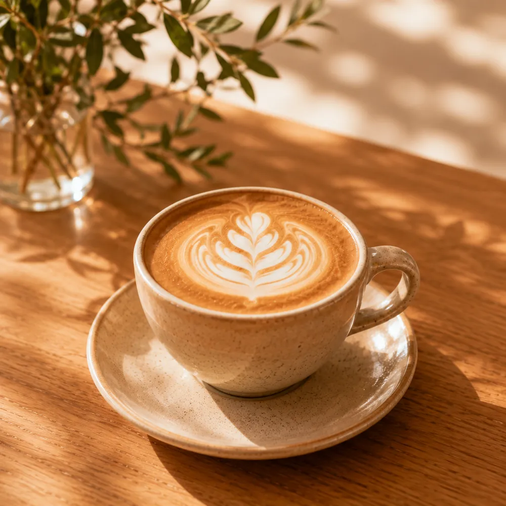 Latte de miel servido en taza de cerámica