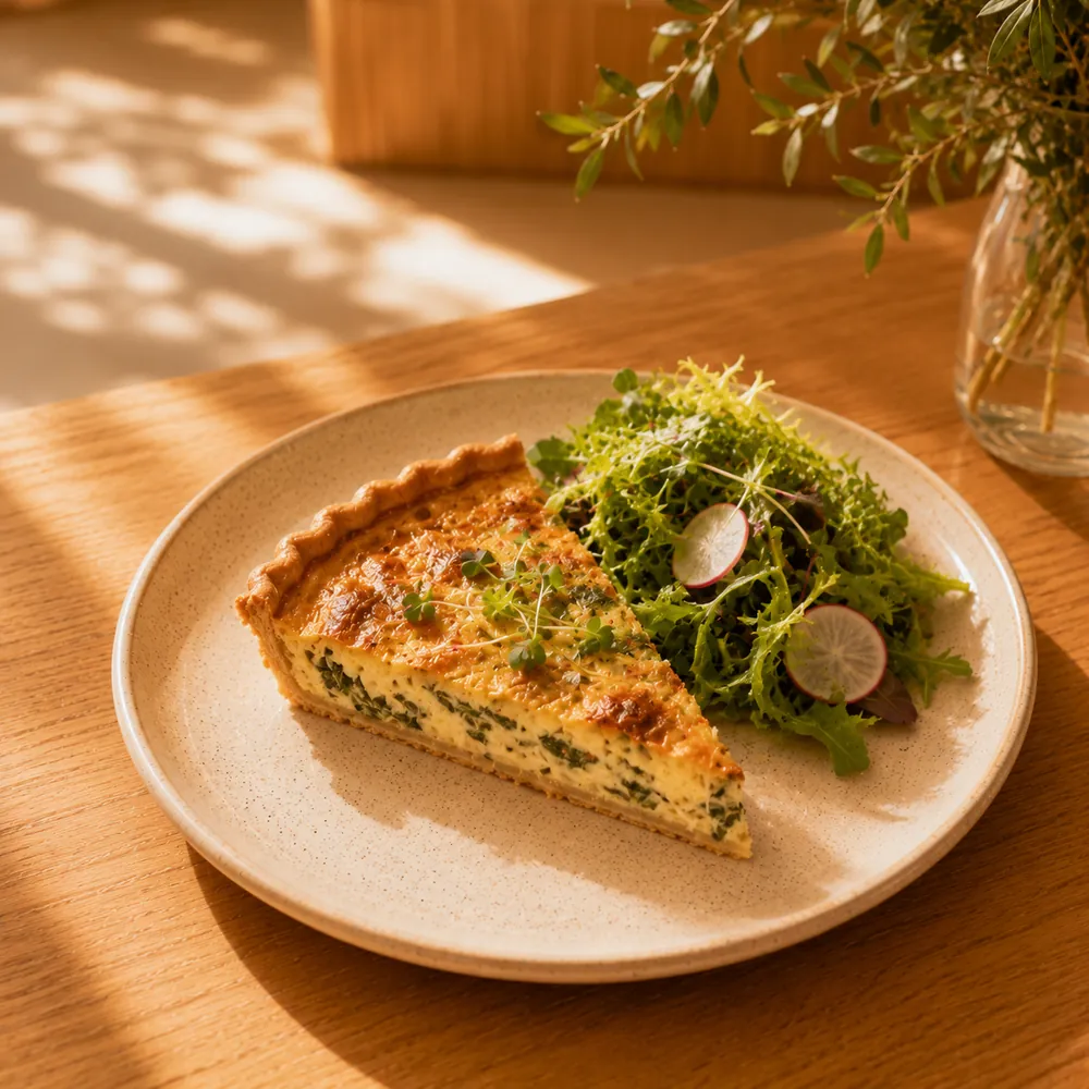 Quiche de hierbas acompañado de ensalada