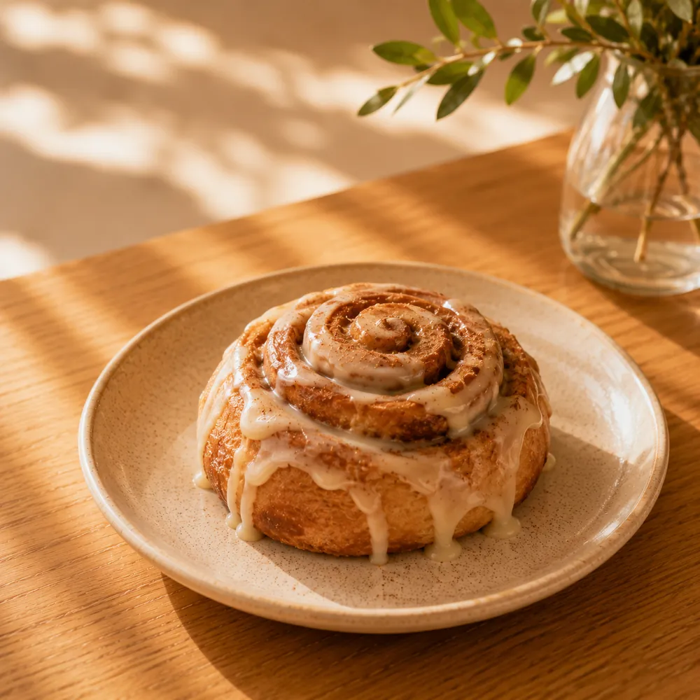 Rollo de canela con glaseado