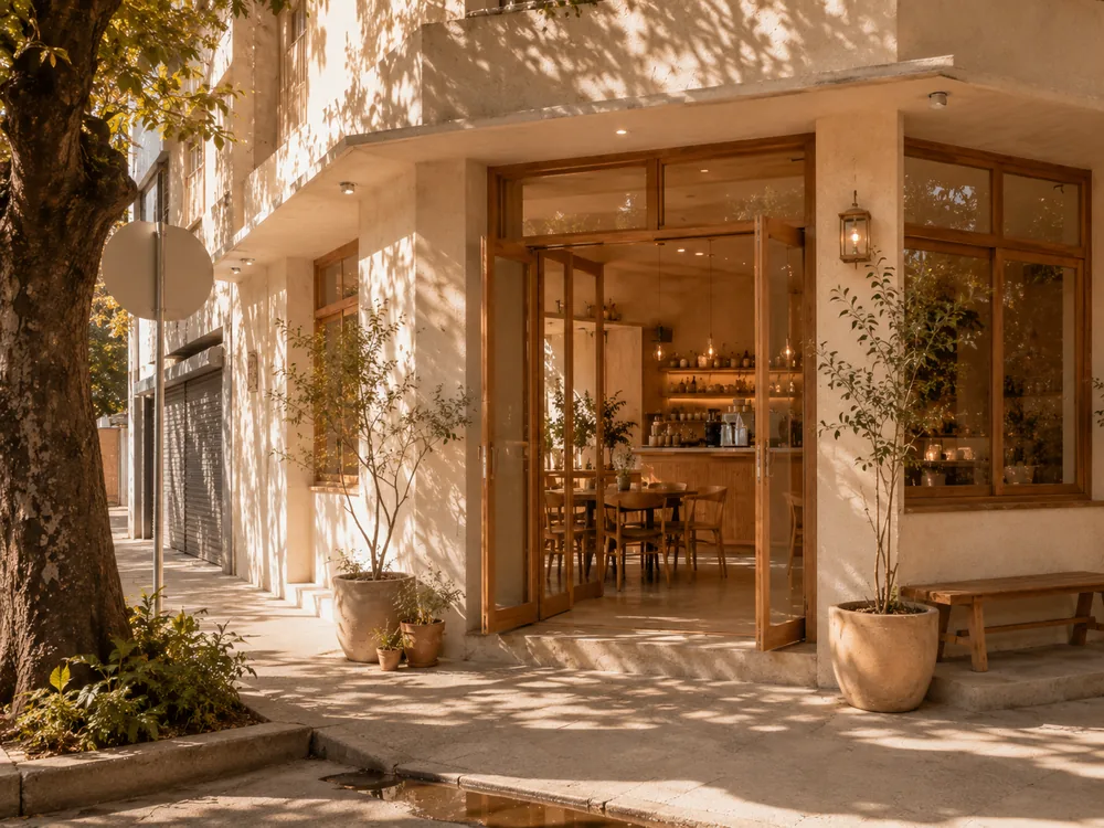 Terraza de la sucursal Roma de Café Miel