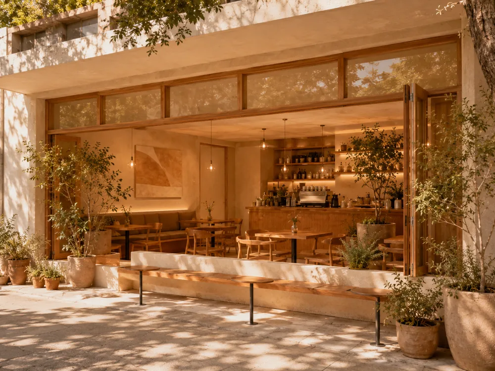 Interior de la sucursal Coyoacán de Café Miel