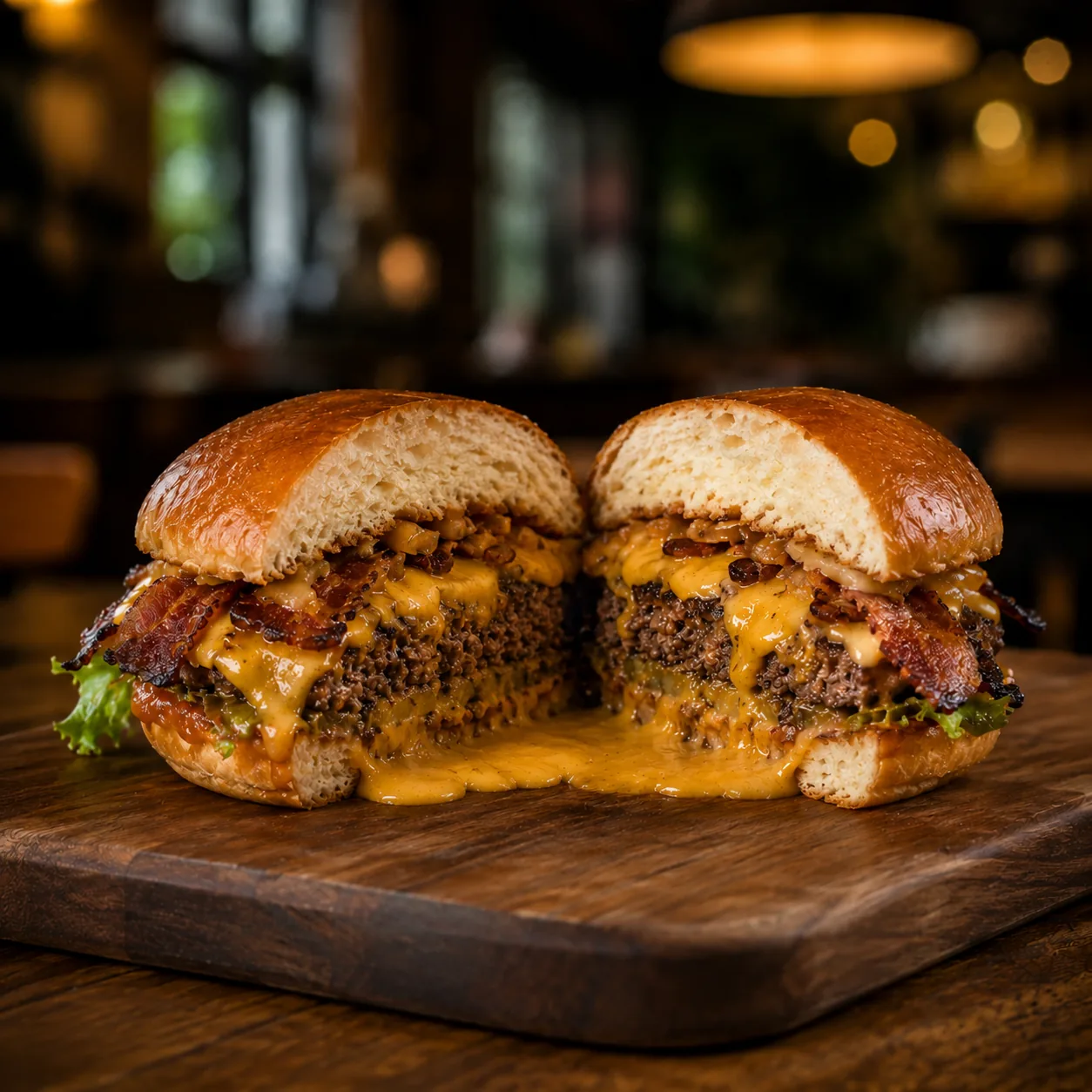 Hamburguesa doble cubierta con cheddar