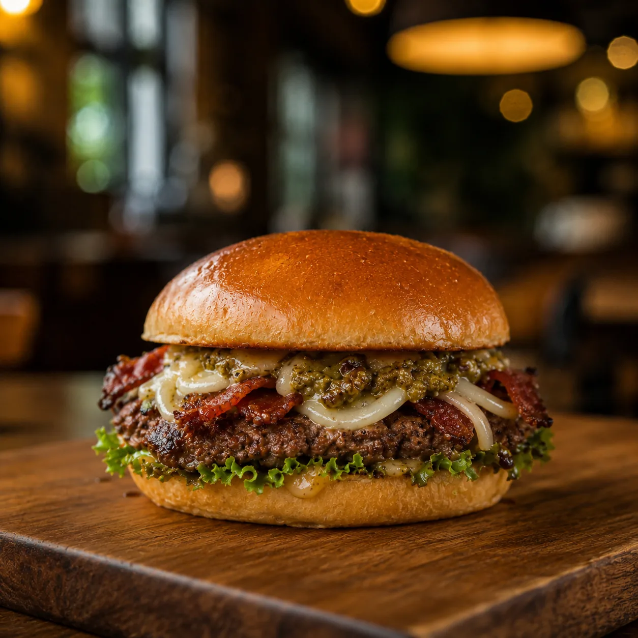 Hamburguesa de chorizo verde y queso de hebra