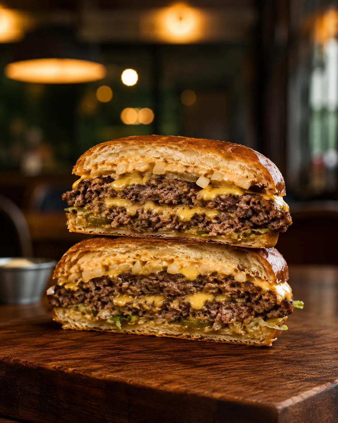 Doble Fierro con dos carnes, queso americano y cebolla