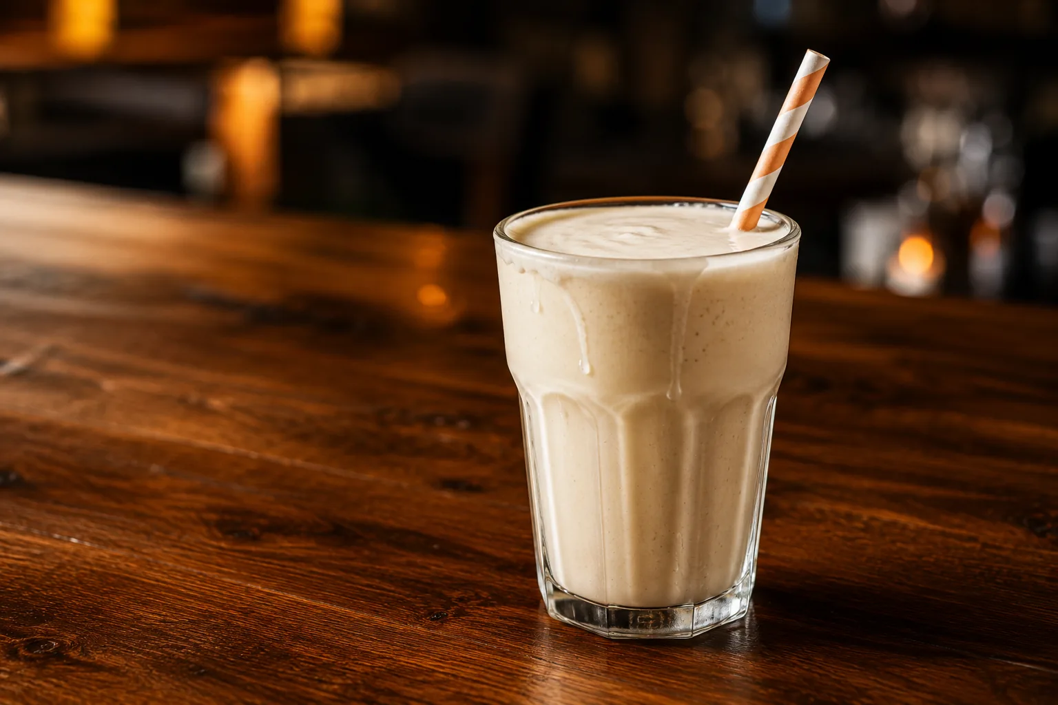 Malteada de vainilla espesa en vaso alto