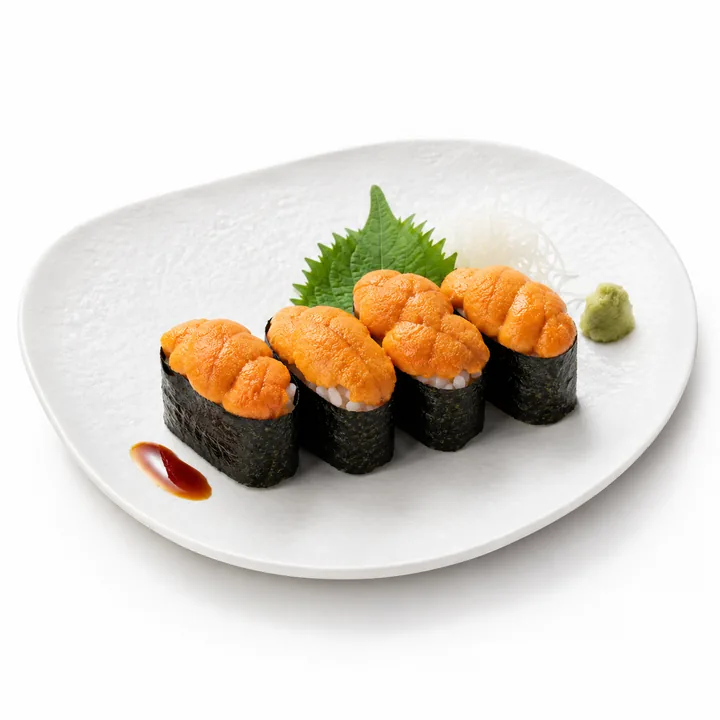 Uni servido en dos piezas de nori
