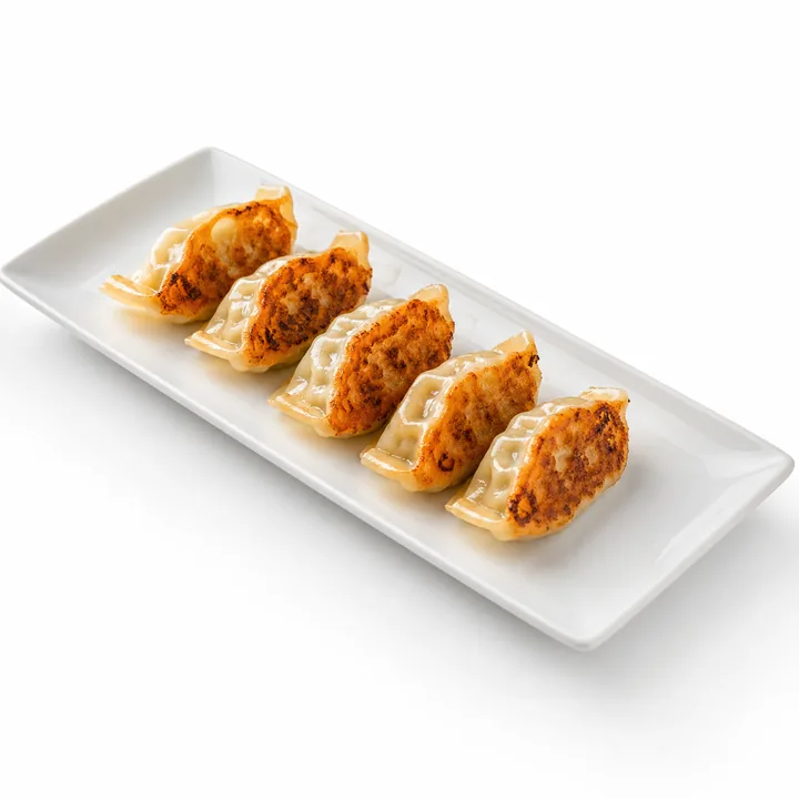 Cinco gyozas doradas